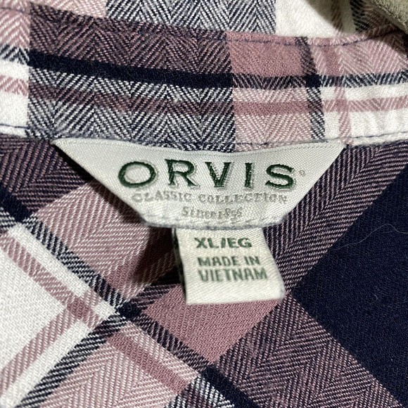 Orvis Womens Shirt Size XL Black Pink Plaid Button Front - Picture 7 of 9